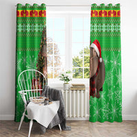 Mali Christmas Window Curtain with Hippo Santa Hat Snowflakes and Holiday Gift - Wonder Print Shop