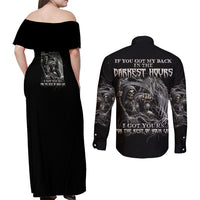 If You Got My Back In The Darkest Hours Couples Matching Off Shoulder Maxi Dress and Long Sleeve Button Shirt - Wonder Print Shop