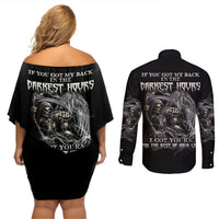 If You Got My Back In The Darkest Hours Couples Matching Off Shoulder Short Dress and Long Sleeve Button Shirt - Wonder Print Shop