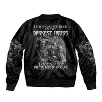 If You Got My Back In The Darkest Hours Sleeve Zip Bomber Jacket - Wonder Print Shop