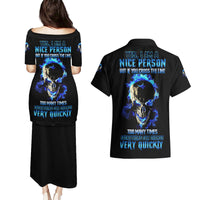 Yes I'm A Nice Person Skull Fire Couples Matching Puletasi Dress and Hawaiian Shirt - Wonder Print Shop