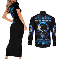 Yes I'm A Nice Person Skull Fire Couples Matching Short Sleeve Bodycon Dress and Long Sleeve Button Shirt - Wonder Print Shop