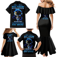 Yes I'm A Nice Person Skull Fire Family Matching Mermaid Dress and Hawaiian Shirt - Wonder Print Shop