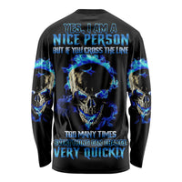 Yes I'm A Nice Person Skull Fire Long Sleeve Shirt - Wonder Print Shop