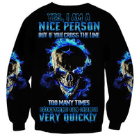 Yes I'm A Nice Person Skull Fire Sweatshirt - Wonder Print Shop