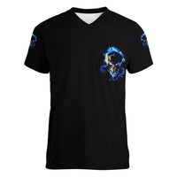 Yes I'm A Nice Person Skull Fire Women V Neck T Shirt - Wonder Print Shop