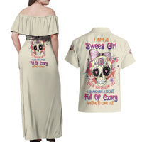 I Am A Sweet Girl Skull Couples Matching Off Shoulder Maxi Dress and Hawaiian Shirt - Wonder Print Shop