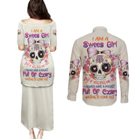 I Am A Sweet Girl Skull Couples Matching Puletasi Dress and Long Sleeve Button Shirt - Wonder Print Shop
