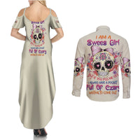 I Am A Sweet Girl Skull Couples Matching Summer Maxi Dress and Long Sleeve Button Shirt - Wonder Print Shop