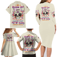 I Am A Sweet Girl Skull Family Matching Long Sleeve Bodycon Dress and Hawaiian Shirt - Wonder Print Shop