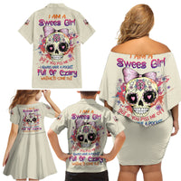 I Am A Sweet Girl Skull Family Matching Off Shoulder Short Dress and Hawaiian Shirt - Wonder Print Shop