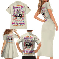 I Am A Sweet Girl Skull Family Matching Short Sleeve Bodycon Dress and Hawaiian Shirt - Wonder Print Shop