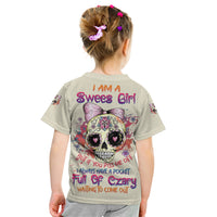 I Am A Sweet Girl Skull Kid T Shirt - Wonder Print Shop