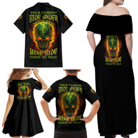 Your Demons Hide Under Your Bed Family Matching Off Shoulder Maxi Dress and Hawaiian Shirt - Wonder Print Shop