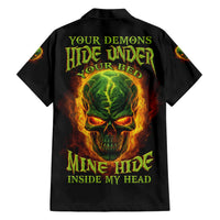 Your Demons Hide Under Your Bed Family Matching Short Sleeve Bodycon Dress and Hawaiian Shirt - Wonder Print Shop