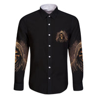 I'm Never Alone Skull Reaper Family Matching Off Shoulder Long Sleeve Dress and Hawaiian Shirt - Wonder Print Shop