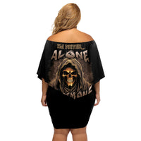 I'm Never Alone Skull Reaper Family Matching Off Shoulder Short Dress and Hawaiian Shirt - Wonder Print Shop