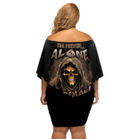 I'm Never Alone Skull Reaper Off Shoulder Short Dress - Wonder Print Shop