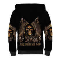 I'm Never Alone Skull Reaper Sherpa Hoodie - Wonder Print Shop