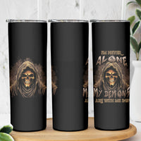 I'm Never Alone Skull Reaper Skinny Tumbler - Wonder Print Shop