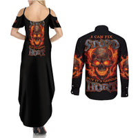 I Can Fix Stupid But It's Gonna Hurt Couples Matching Summer Maxi Dress and Long Sleeve Button Shirt - Wonder Print Shop