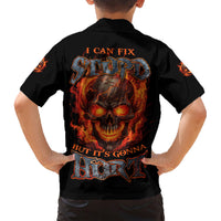 I Can Fix Stupid But It's Gonna Hurt Family Matching Short Sleeve Bodycon Dress and Hawaiian Shirt - Wonder Print Shop