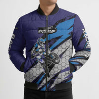 Custom Extreme Motocross Racing Bomber Puffer Jacket with Rider Graphic - Wonder Print Shop