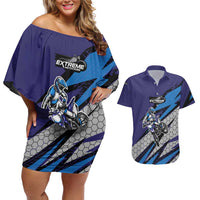 Custom Extreme Motocross Racing Couples Matching Off Shoulder Short Dress and Hawaiian Shirt with Rider Graphic - Wonder Print Shop