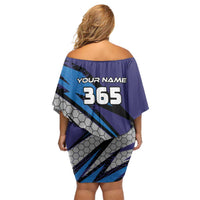 Custom Extreme Motocross Racing Off Shoulder Short Dress with Rider Graphic - Wonder Print Shop