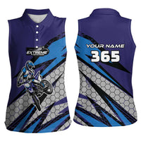 Custom Extreme Motocross Racing Women Sleeveless Polo Shirt with Rider Graphic - Wonder Print Shop