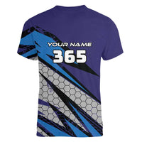 Custom Extreme Motocross Racing Women V-Neck T-Shirt with Rider Graphic - Wonder Print Shop