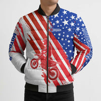 Custom Patriotic Motocross Bomber Puffer Jacket with American Flag - Wonder Print Shop