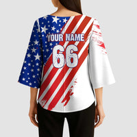 Custom Patriotic Motocross Kimono Sleeve Blouse with American Flag - Wonder Print Shop