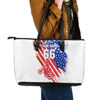 Custom Patriotic Motocross Leather Tote Bag with American Flag - Wonder Print Shop