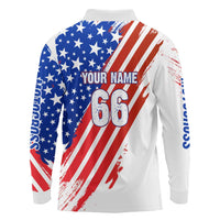 Custom Patriotic Motocross Long Sleeve Polo Shirt with American Flag - Wonder Print Shop