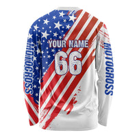 Custom Patriotic Motocross Long Sleeve Shirt with American Flag - Wonder Print Shop