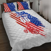 Custom Patriotic Motocross Quilt Bed Set with American Flag - Wonder Print Shop