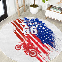 Custom Patriotic Motocross Round Carpet with American Flag - Wonder Print Shop