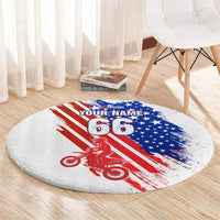 Custom Patriotic Motocross Round Carpet with American Flag - Wonder Print Shop