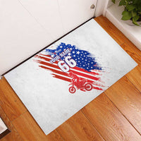 Custom Patriotic Motocross Rubber Doormat with American Flag - Wonder Print Shop