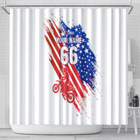 Custom Patriotic Motocross Shower Curtain with American Flag - Wonder Print Shop