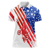 Custom Patriotic Motocross Women Polo Shirt with American Flag - Wonder Print Shop