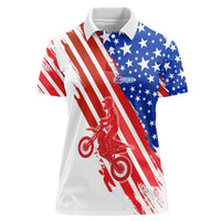 Custom Patriotic Motocross Women Polo Shirt with American Flag - Wonder Print Shop