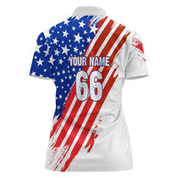 Custom Patriotic Motocross Women Polo Shirt with American Flag - Wonder Print Shop