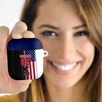Custom Patriotic Eagle Motocross AirPods Case with American Flag and Rider Design - Wonder Print Shop