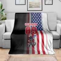 Custom Patriotic Eagle Motocross Blanket with American Flag and Rider Design - Wonder Print Shop