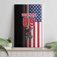Custom Patriotic Eagle Motocross Canvas Wall Art with American Flag and Rider Design - Wonder Print Shop