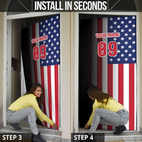 Custom Patriotic Eagle Motocross Door Cover with American Flag and Rider Design - Wonder Print Shop