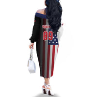 Custom Patriotic Eagle Motocross Family Matching Off The Shoulder Long Sleeve Dress and Hawaiian Shirt with American Flag and Rider Design - Wonder Print Shop