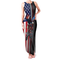Custom Patriotic Eagle Motocross Family Matching Tank Maxi Dress and Hawaiian Shirt with American Flag and Rider Design - Wonder Print Shop